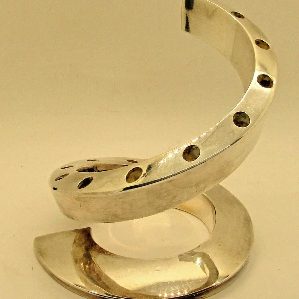 Dansk Jens Quistgaard Spiral Danish Modern Silver Plate Tapered Candle Holder - Picture 3 of 10